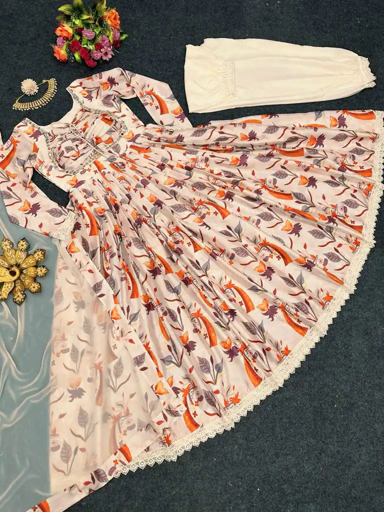  RTC 5616 Cream Color Chinon silk Digital Print real Mirror Work Kurti Casual, Wedding, Party, Festive, Events Etc. Expected Delivery 4-6 Working Days @1899/ | Kurti, Bollywood Kurti, Creative Kurtis, Designer Kurti, Party Wear Kurti, Selfie Kurti