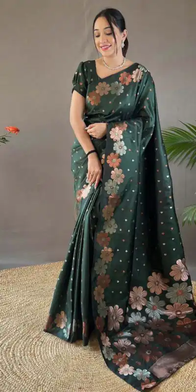 DDF 127 Green Color Soft Lichi Silk Ordinary Design Rich Pallu Saree Casual, Party Wear, Events, Festivals Etc. Expected Delivery 4-6 Working Days 1499/- | Sarees, Bollywood Sarees, Creative Sarees, Designer Sarees, Embroidered Sarees, Ethnic Saree, Modern Digital sarees, Party Wear Sarees