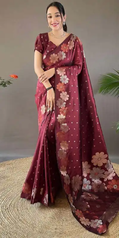 DDF 127 Maroon Color Soft Lichi Silk Ordinary Design Rich Pallu Saree Casual, Party Wear, Events, Festivals Etc. Expected Delivery 4-6 Working Days 1499/- | Sarees, Bollywood Sarees, Creative Sarees, Designer Sarees, Embroidered Sarees, Ethnic Saree, Modern Digital sarees, Party Wear Sarees