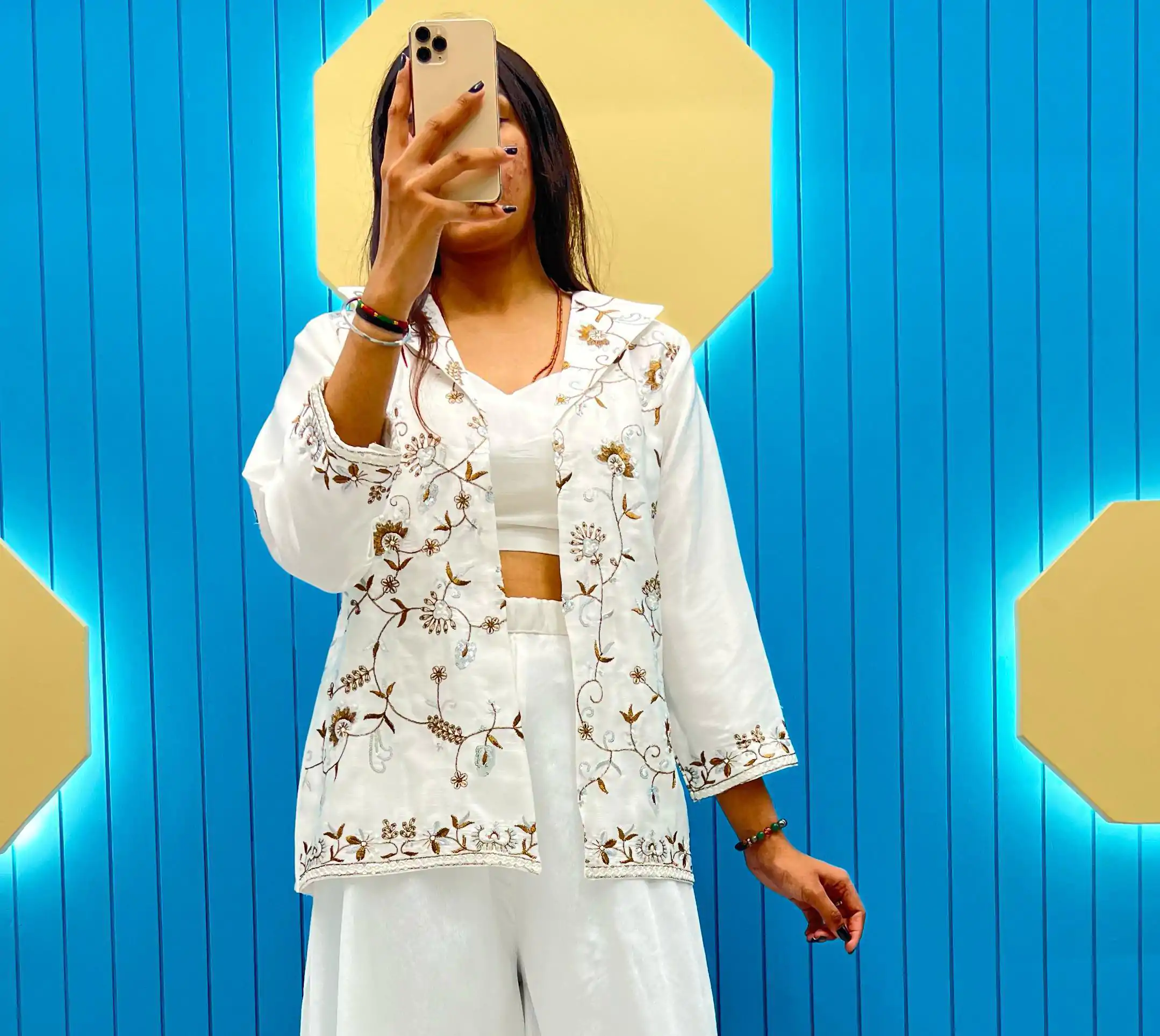  LG 1798 White Color Fiona Silk Koti / Blazer Sequence Embroidery Salwar Suit Casual, Wedding, Festive, Events Expected Delivery 4-6 Working Days @1949/- | Jump Suits, Salwar suit, Designer Suits, Casual Suits, Creative suits, Palazzo Suits, Party Wear Suits, Patiala Suits, Straight Suits