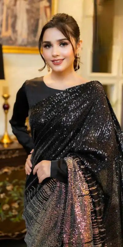 DF 3407 Black  Heavy Dual Sequins Embroidery Work Saree Casual, Party Wear, Wedding, Events, Festivals Wear Etc. Expected Delivery 4-6 Working Days 1750/- | Sarees, Bollywood Sarees, Creative Sarees, Designer Sarees, Embroidered Sarees, Ethnic Saree, Modern Digital sarees, Party Wear Sarees