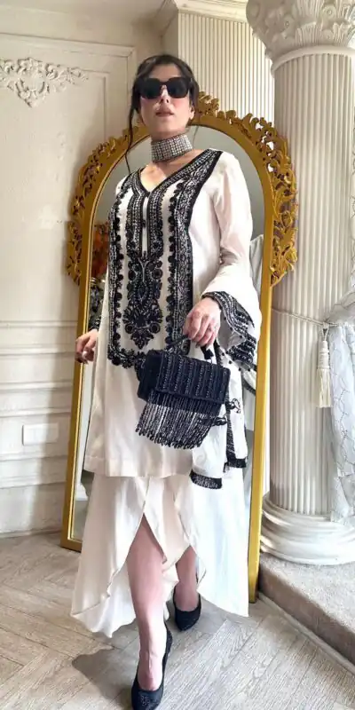 KD 1437 White Color Faux Georgette Thread Work Salwar Suit Casual, Party, Festive, Events Wedding Etc.  Expected Delivery 4-6 Working Days @1899/- Only | Salwar suit, Designer Suits, Casual Suits, Creative suits, Palazzo Suits, Party Wear Suits, Straight Suits