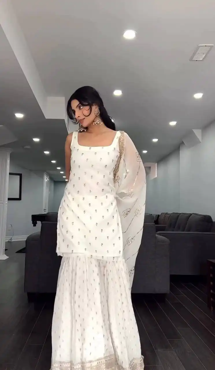 SRK 5147 White Color Pure Chinnon Silk Embroidery Sequence Salwar Suit Wedding, Party, Festive, Events Expected Delivery 4-6 Working Days @ 2099/- Only | Salwar suit, Designer Suits, Casual Suits, Creative suits, Party Wear Suits, Straight Suits