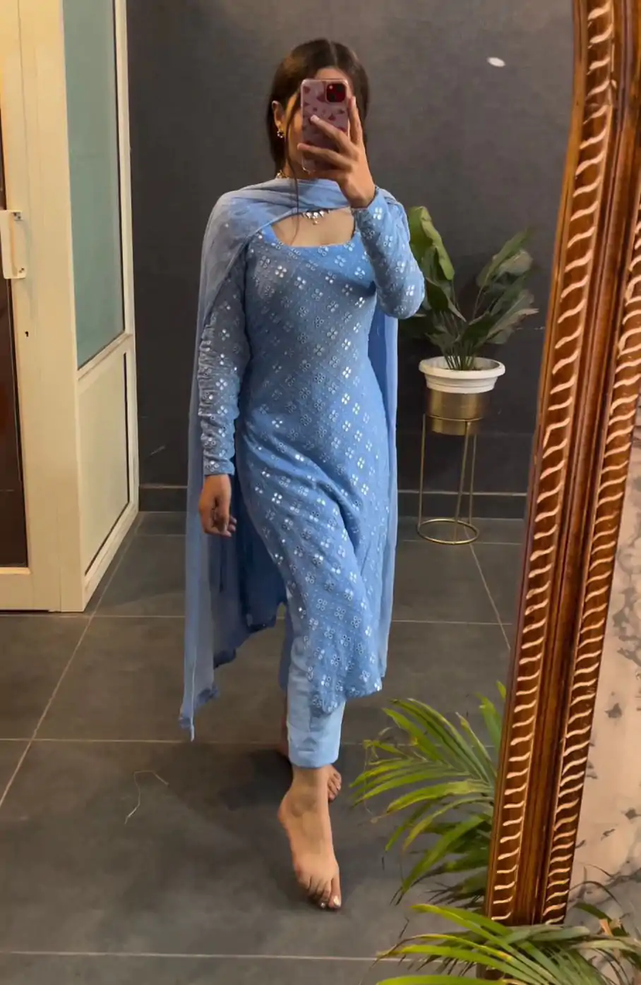 KD 1416 Blue Faux Georgette Sequence Thread work Salwar Suit Work : Embroidery With Sequence Thread Work Party, Wedding, Festive @1999/- Only | Salwar suit, Designer Suits, Casual Suits, Creative suits, Palazzo Suits, Party Wear Suits, Straight Suits