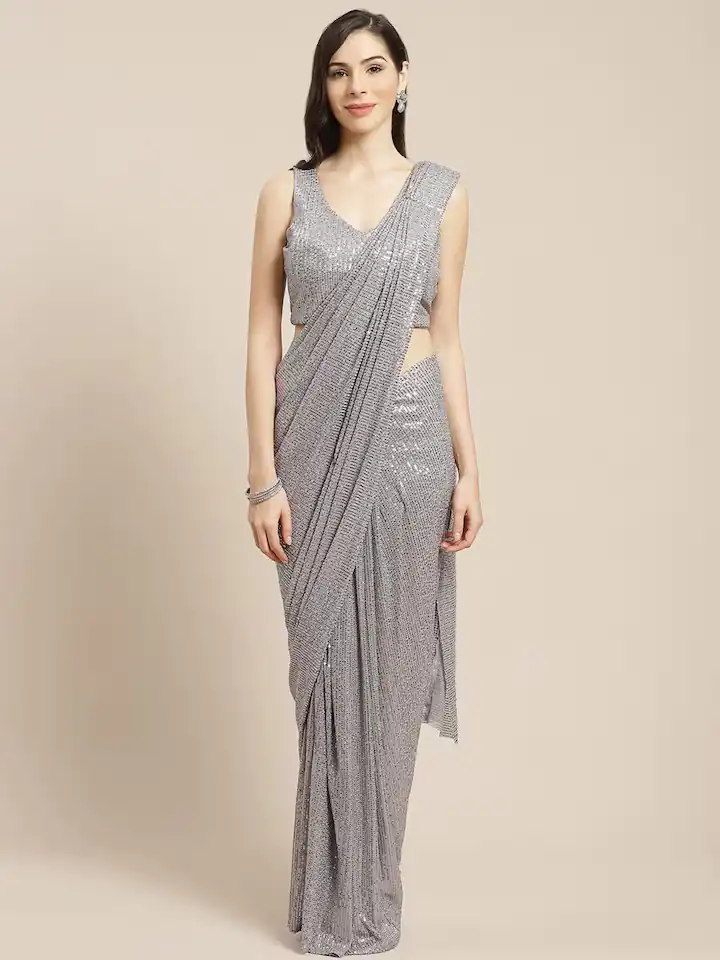 DF Sequins Rani Grey Georgette Double Run Embroidery Saree Casual, Party Wear, Events, Festivals Wear Expected Delivery 4-6 Working Days 1750 /- | Sarees, Bollywood Sarees, Creative Sarees, Designer Sarees, Embroidered Sarees, Ethnic Saree, Modern Digital sarees, Party Wear Sarees