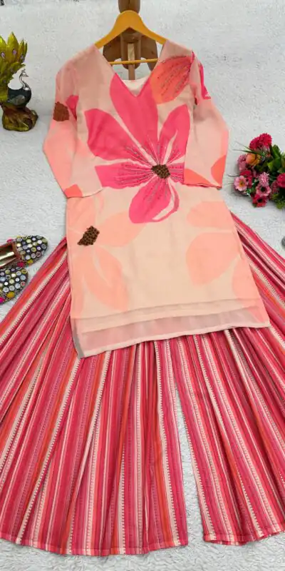 RTC 5687 Pink Color Georgette Digital Print Handwork Salwar Suit Casual, Wedding, Festive, Events Etc. Expected Delivery 4-6 Working Days @1949/- | Jump Suits, Salwar suit, Designer Suits, Casual Suits, Creative suits, Palazzo Suits, Party Wear Suits, Patiala Suits, Straight Suits