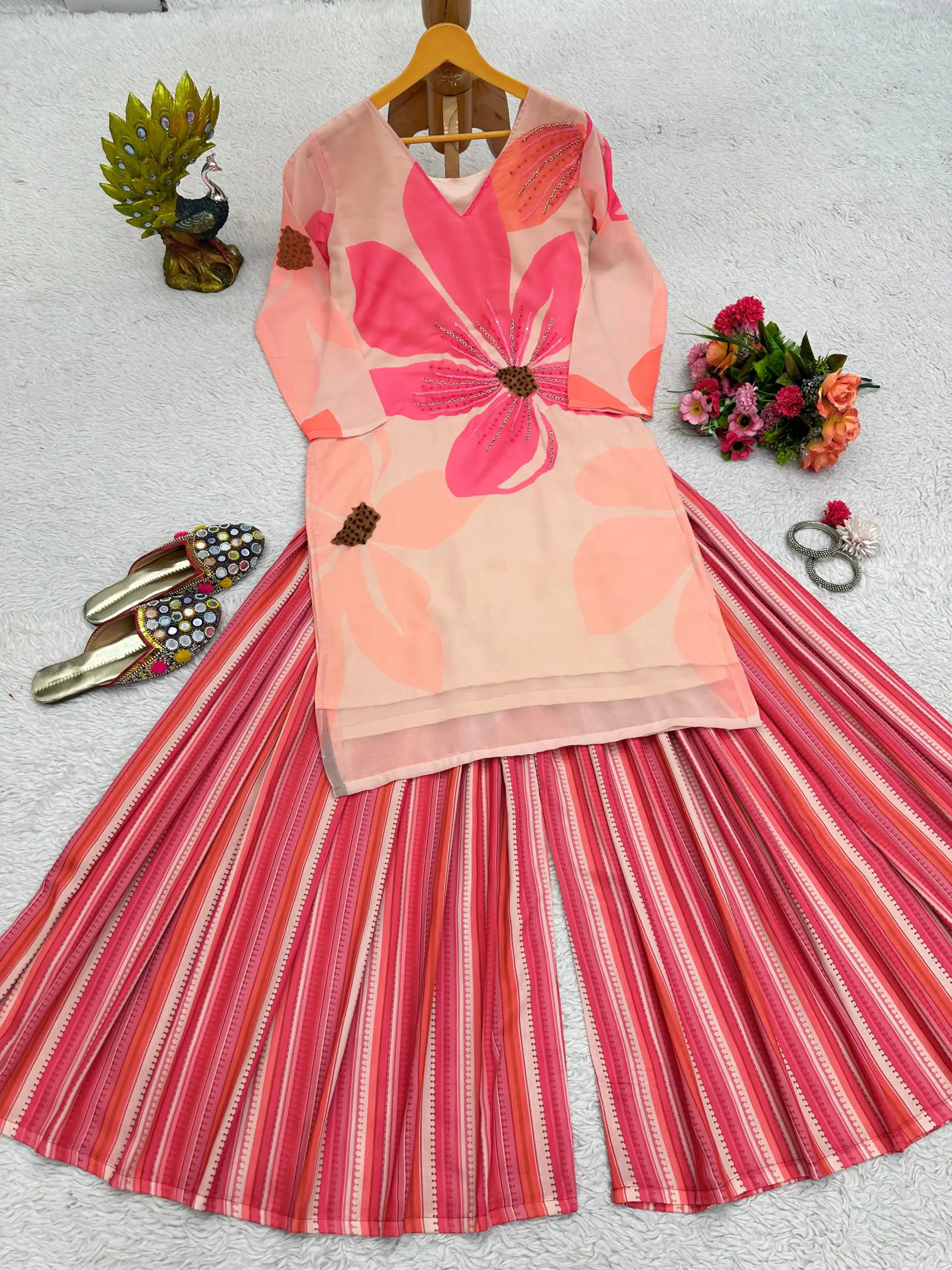 RTC 5687 Pink Color Georgette Digital Print Handwork Salwar Suit Casual, Wedding, Festive, Events Etc. Expected Delivery 4-6 Working Days @1949/- | Jump Suits, Salwar suit, Designer Suits, Casual Suits, Creative suits, Palazzo Suits, Party Wear Suits, Patiala Suits, Straight Suits