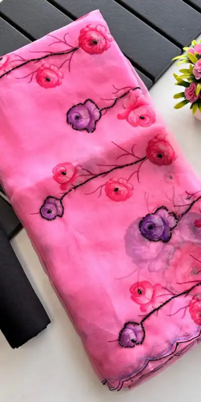 SF Fresh Pink Color Organza beautiful floral Digital Print SareeCasual, Wedding, Festive, Events Etc. Expected Delivery  4-6 Working Days @1799/- | Sarees, Bollywood Sarees, Creative Sarees, Designer Sarees, Embroidered Sarees, Ethnic Saree, Modern Digital sarees, Party Wear Sarees