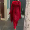 Perfect Red Faux Georgette Sequence Thread work Salwar Suit