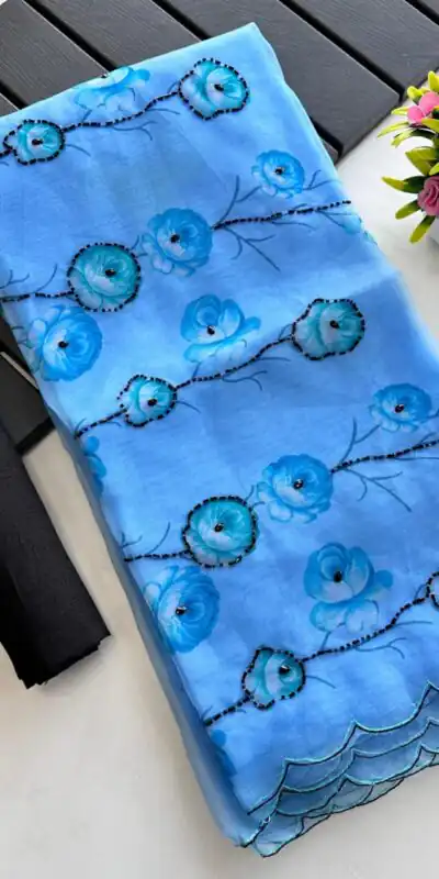 SF Fresh Royal Blue Color Organza beautiful floral Digital Print SareeCasual, Wedding, Festive, Events Etc. Expected Delivery  4-6 Working Days @1799/- | Sarees, Bollywood Sarees, Creative Sarees, Designer Sarees, Embroidered Sarees, Ethnic Saree, Modern Digital sarees, Party Wear Sarees