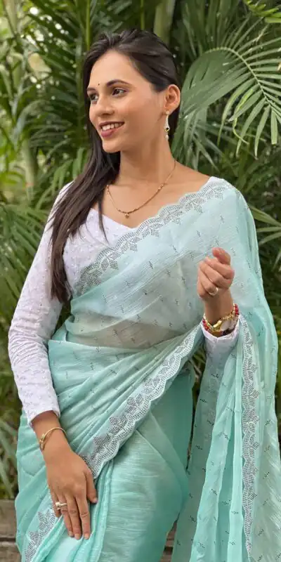 DDH Burbary Blue  Color Shining Diamond Work All Over Saree Events Casual, Wedding, Festive, Events Etc. Expected Delivery  4-6 Working Days @1850/- | Sarees, Bollywood Sarees, Creative Sarees, Designer Sarees, Embroidered Sarees, Ethnic Saree, Modern Digital sarees, Party Wear Sarees