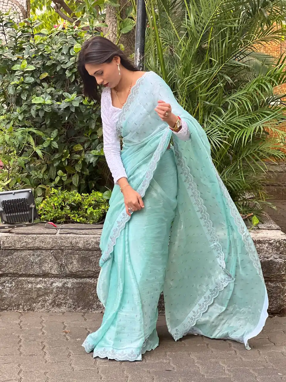 DDH Burbary Blue  Color Shining Diamond Work All Over Saree Events Casual, Wedding, Festive, Events Etc. Expected Delivery  4-6 Working Days @1850/- | Sarees, Bollywood Sarees, Creative Sarees, Designer Sarees, Embroidered Sarees, Ethnic Saree, Modern Digital sarees, Party Wear Sarees