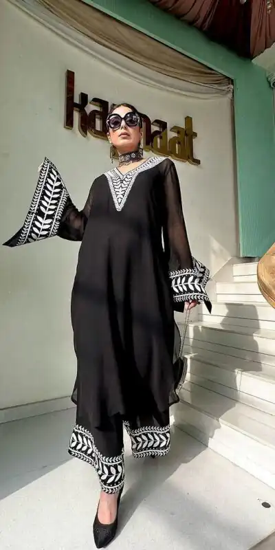 RTC 5678 Black Color Foix Georgette thread Sequence Work Kurti Casual, Wedding, Party, Festive, Events Etc. Expected Delivery 4-6 Working Days @1849/- | Kurti, Bollywood Kurti, Creative Kurtis, Designer Kurti, Party Wear Kurti, Selfie Kurti