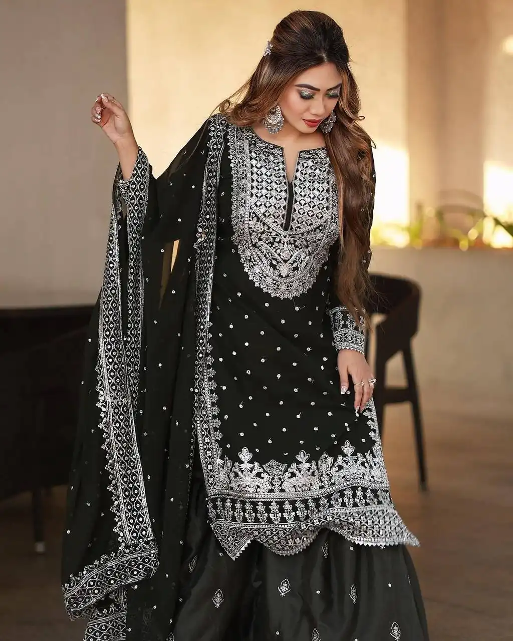 SSR 449 Black Color Georgette Embroidery Sequence Salwar Suit Wedding, Party, Festive, Events Expected Delivery 4-6 Working Days @ 2049/- Only | Salwar suit, Designer Suits, Casual Suits, Creative suits, Party Wear Suits, Straight Suits