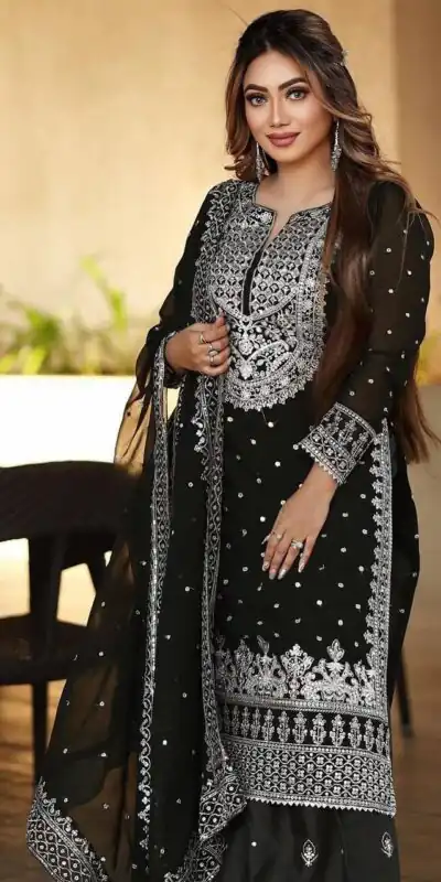SSR 449 Black Color Georgette Embroidery Sequence Salwar Suit Wedding, Party, Festive, Events Expected Delivery 4-6 Working Days @ 2049/- Only | Salwar suit, Designer Suits, Casual Suits, Creative suits, Party Wear Suits, Straight Suits