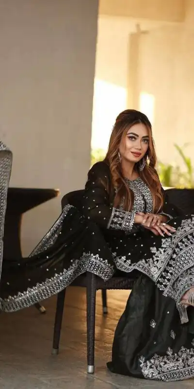 SSR 449 Black Color Georgette Embroidery Sequence Salwar Suit Wedding, Party, Festive, Events Expected Delivery 4-6 Working Days @ 2049/- Only | Salwar suit, Designer Suits, Casual Suits, Creative suits, Party Wear Suits, Straight Suits