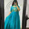 Pretty Blue Color Faux Georgette Multi-Thread Work Anarkali Suit