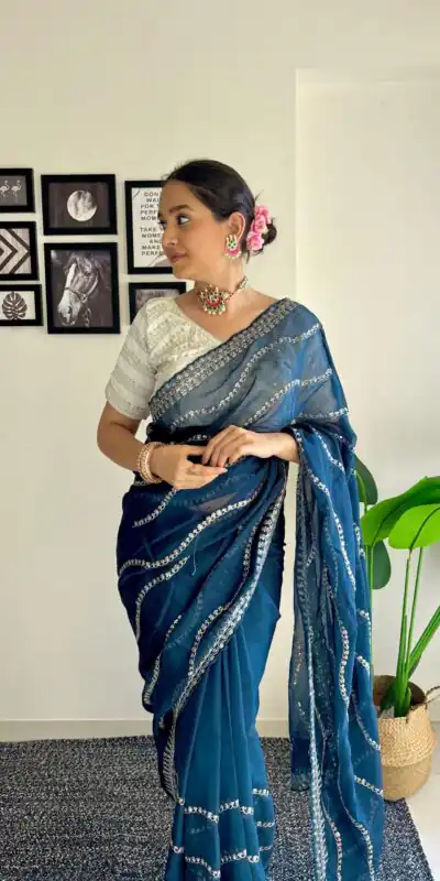 AC BROWNIE Blue Color Soft Organza Zari With Sequence Saree Blouse :Heavy Velvet Casual, Wedding, Festive, Events Expected Delivery 4-6 Working Days @1999 | Sarees, Bollywood Sarees, Creative Sarees, Designer Sarees, Embroidered Sarees, Ethnic Saree, Modern Digital sarees, Party Wear Sarees