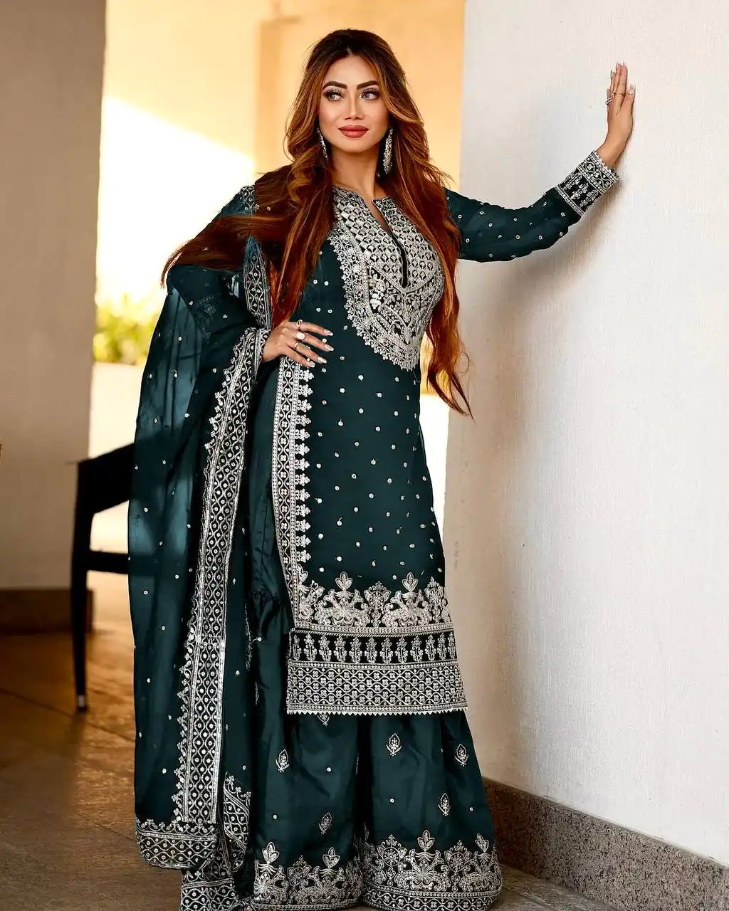 SSR 449 Green Color Georgette Embroidery Sequence Salwar Suit Wedding, Party, Festive, Events Expected Delivery 4-6 Working Days @ 2049/- Only | Salwar suit, Designer Suits, Casual Suits, Creative suits, Party Wear Suits, Straight Suits