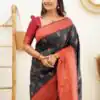 Pretty Grey Color Soft Lichi Silk Cloth  Rich Pallu Work Saree