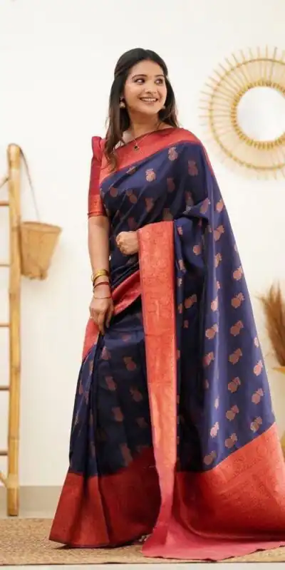 KP - 4061 Navy Blue Color Soft Lichi Silk Jacquard On All Over Saree Casual, Party Wear, Wedding, Events Etc. Expected Delivery 4-6 Working Days @1449/- | Sarees, Bollywood Sarees, Creative Sarees, Designer Sarees, Embroidered Sarees, Ethnic Saree, Modern Digital sarees, Party Wear Sarees