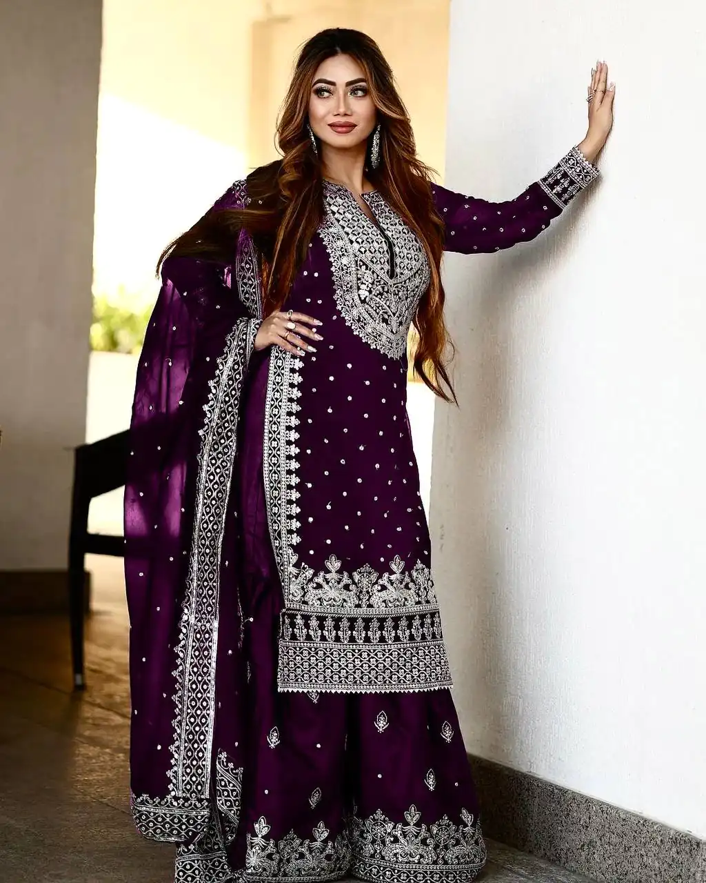 SSR 449 Purple Color Georgette Embroidery Sequence Salwar Suit Wedding, Party, Festive, Events Expected Delivery 4-6 Working Days @ 2049/- Only | Salwar suit, Designer Suits, Casual Suits, Creative suits, Party Wear Suits, Straight Suits