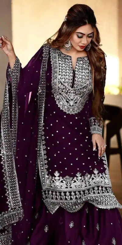 SSR 449 Purple Color Georgette Embroidery Sequence Salwar Suit Wedding, Party, Festive, Events Expected Delivery 4-6 Working Days @ 2049/- Only | Salwar suit, Designer Suits, Casual Suits, Creative suits, Party Wear Suits, Straight Suits