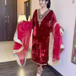 AD 134 Red Color Heavy Pure Viscose Velvet Embroidery Sharara Suit Wedding, Party, Festive, Events Etc. Expected Delivery  4-6 Working Days @2099/- | Jump Suits, Salwar suit, Designer Suits, Casual Suits, Creative suits, Palazzo Suits, Party Wear Suits, Patiala Suits, Straight Suits