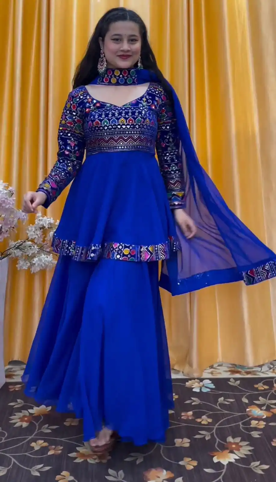 FC 5684 Royal Blue Top Georgette Embroidery Work Sharara Suit : Heavy Net Thread Work Wedding, Party, Festive, Events Etc.   Expected Delivery  @2149/- Only | Jump Suits, Salwar suit, Designer Suits, Casual Suits, Creative suits, Palazzo Suits, Party Wear Suits, Straight Suits
