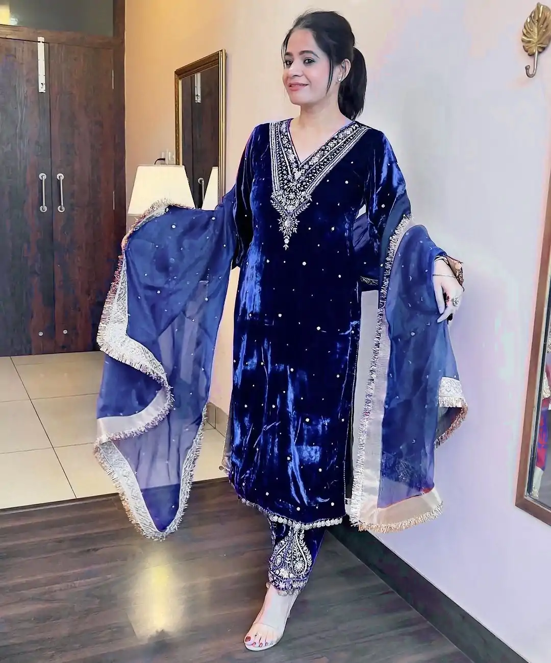 AD 134 Royal Blue Color Heavy Pure Viscose Velvet Embroidery Sharara Suit Wedding, Party, Festive, Events Etc. Expected Delivery  4-6 Working Days @2099/- | Jump Suits, Salwar suit, Designer Suits, Casual Suits, Creative suits, Palazzo Suits, Party Wear Suits, Patiala Suits, Straight Suits