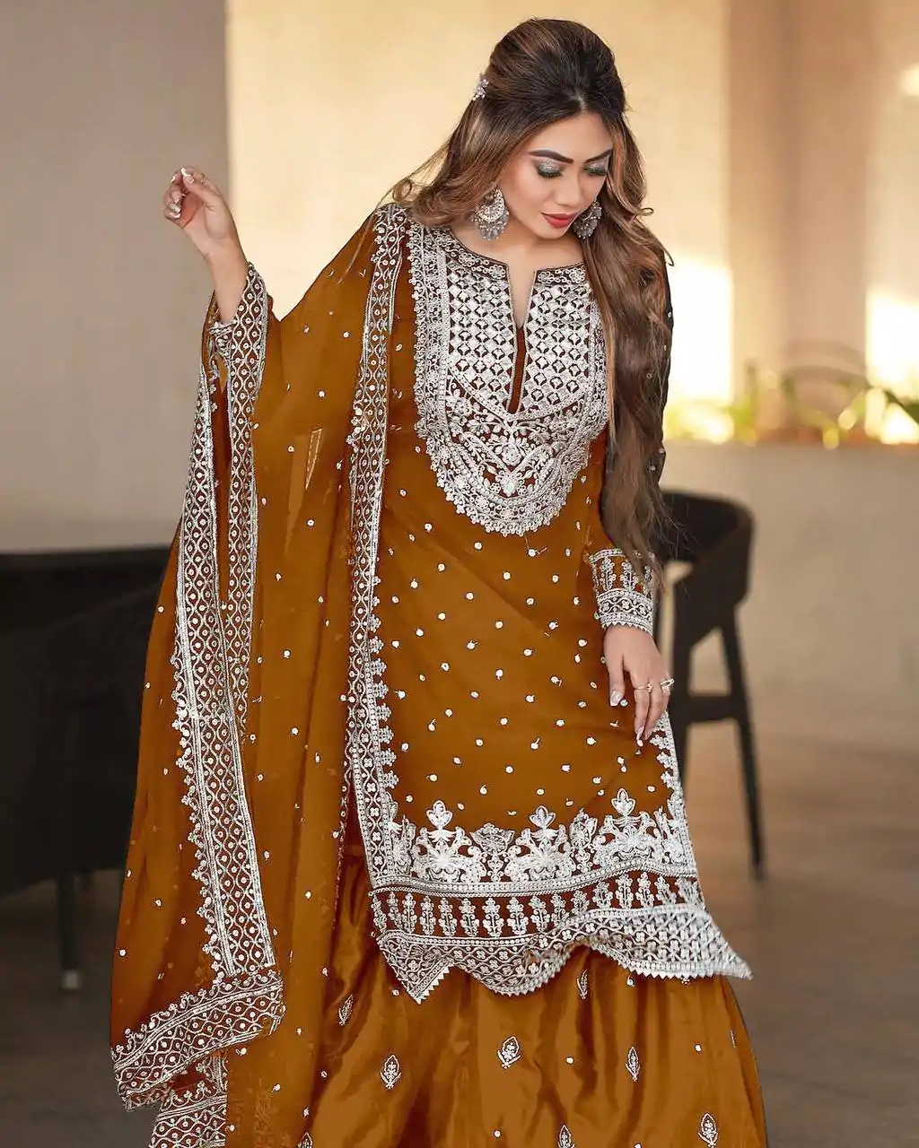 SSR 449 Rust Orange Color Georgette Embroidery Sequence Salwar Suit Wedding, Party, Festive, Events Expected Delivery 4-6 Working Days @ 2049/- Only | Salwar suit, Designer Suits, Casual Suits, Creative suits, Party Wear Suits, Straight Suits