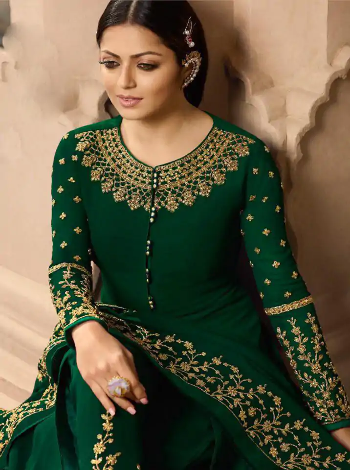 LT NITYA 3803 Stone Green Color Georgette With Cording Work Sharara Suit Wedding, Festive, Party Events Etc. Expected Delivery 4-6 Working Days @1949/- | Jump Suits, Salwar suit, Designer Suits, Casual Suits, Creative suits, Palazzo Suits, Party Wear Suits, Patiala Suits, Straight Suits