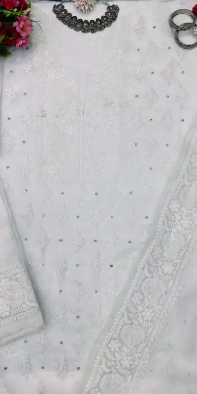 KD 1446 White Organza Silk Thread With Sequence Salwar Suit Casual, Party, Wedding, Festive, Events Etc. Expected Delivery 4-6 Working Days @1850/- | Salwar suit, Designer Suits, Casual Suits, Creative suits, Palazzo Suits, Party Wear Suits, Patiala Suits, Straight Suits