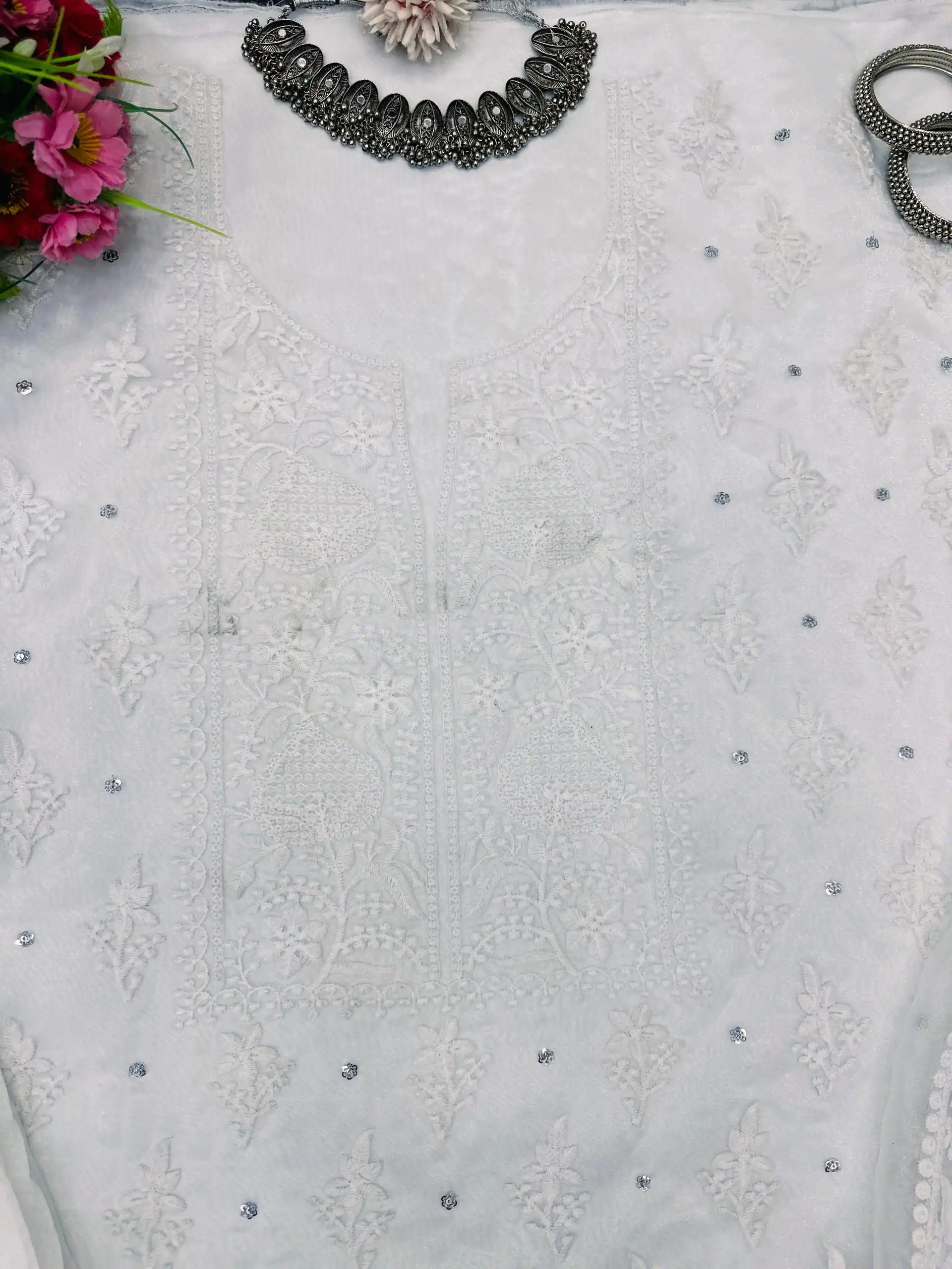 KD 1446 White Organza Silk Thread With Sequence Salwar Suit Casual, Party, Wedding, Festive, Events Etc. Expected Delivery 4-6 Working Days @1850/- | Salwar suit, Designer Suits, Casual Suits, Creative suits, Palazzo Suits, Party Wear Suits, Patiala Suits, Straight Suits