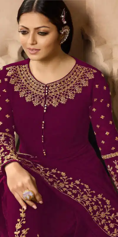 LT NITYA 3803 Wine Color Georgette With Cording Work Sharara Suit Wedding, Festive, Party Events Etc. Expected Delivery 4-6 Working Days @1949/- | Jump Suits, Salwar suit, Designer Suits, Casual Suits, Creative suits, Palazzo Suits, Party Wear Suits, Patiala Suits, Straight Suits