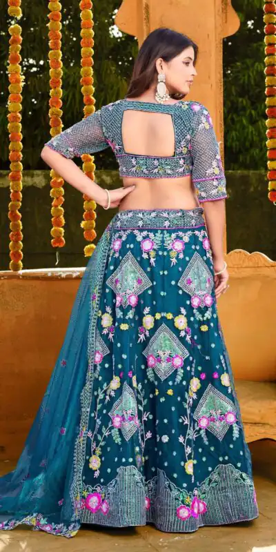 BD 1541 Blue Color Butterfly Net Sequins Embroidered Work Lehenga Choli Casual, Wedding, Festive, Events Expected Delivery 4-6 Working Days @2849 /- | Lehenga, Bollywood Lehenga, Creative Lehenga, Designer Lehenga, Embroidered Lehenga, Party Wear Lehenga