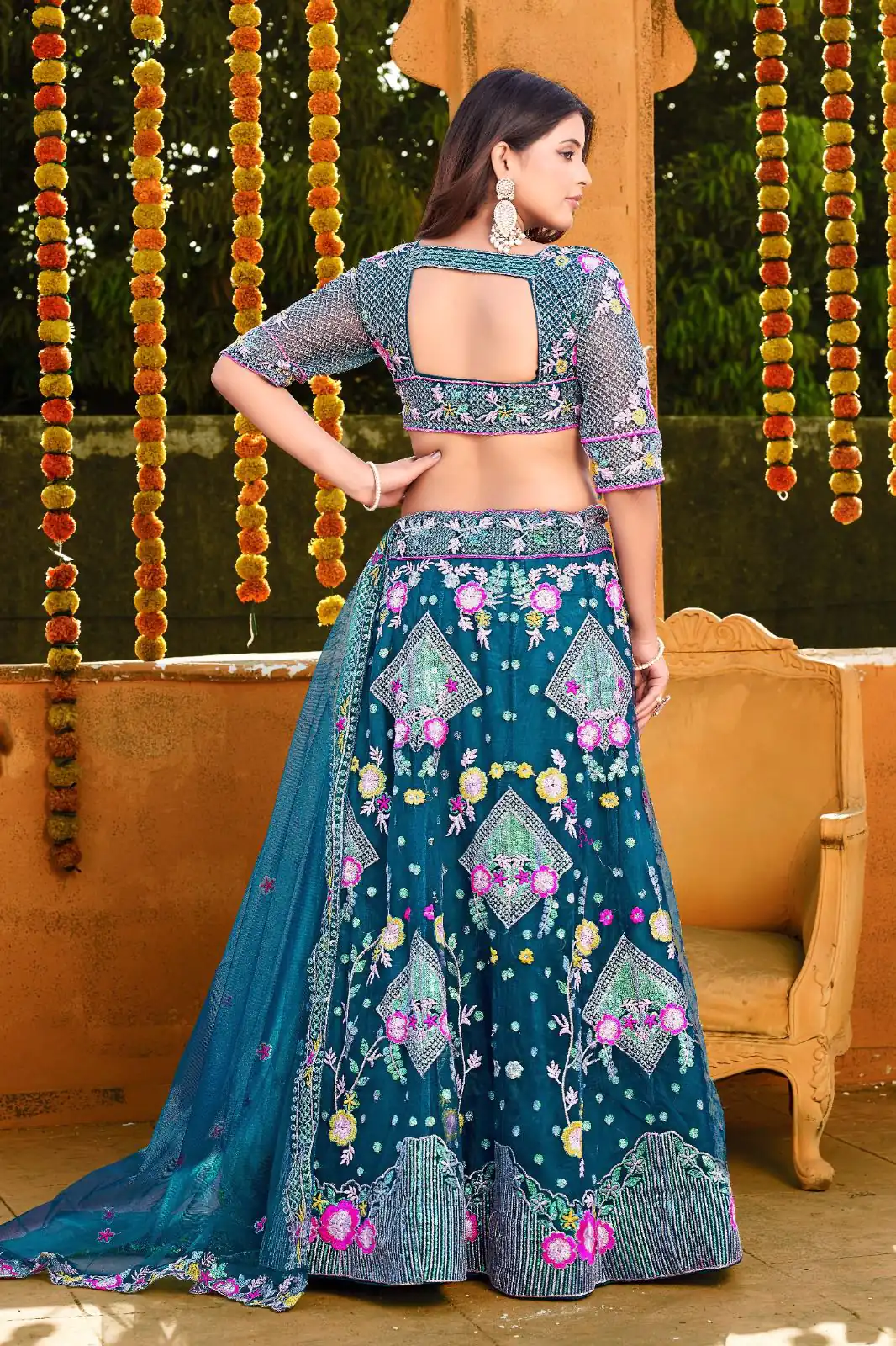 BD 1541 Blue Color Butterfly Net Sequins Embroidered Work Lehenga Choli Casual, Wedding, Festive, Events Expected Delivery 4-6 Working Days @2849 /- | Lehenga, Bollywood Lehenga, Creative Lehenga, Designer Lehenga, Embroidered Lehenga, Party Wear Lehenga