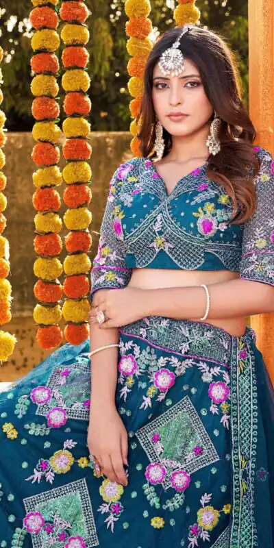 BD 1541 Blue Color Butterfly Net Sequins Embroidered Work Lehenga Choli Casual, Wedding, Festive, Events Expected Delivery 4-6 Working Days @2849 /- | Lehenga, Bollywood Lehenga, Creative Lehenga, Designer Lehenga, Embroidered Lehenga, Party Wear Lehenga