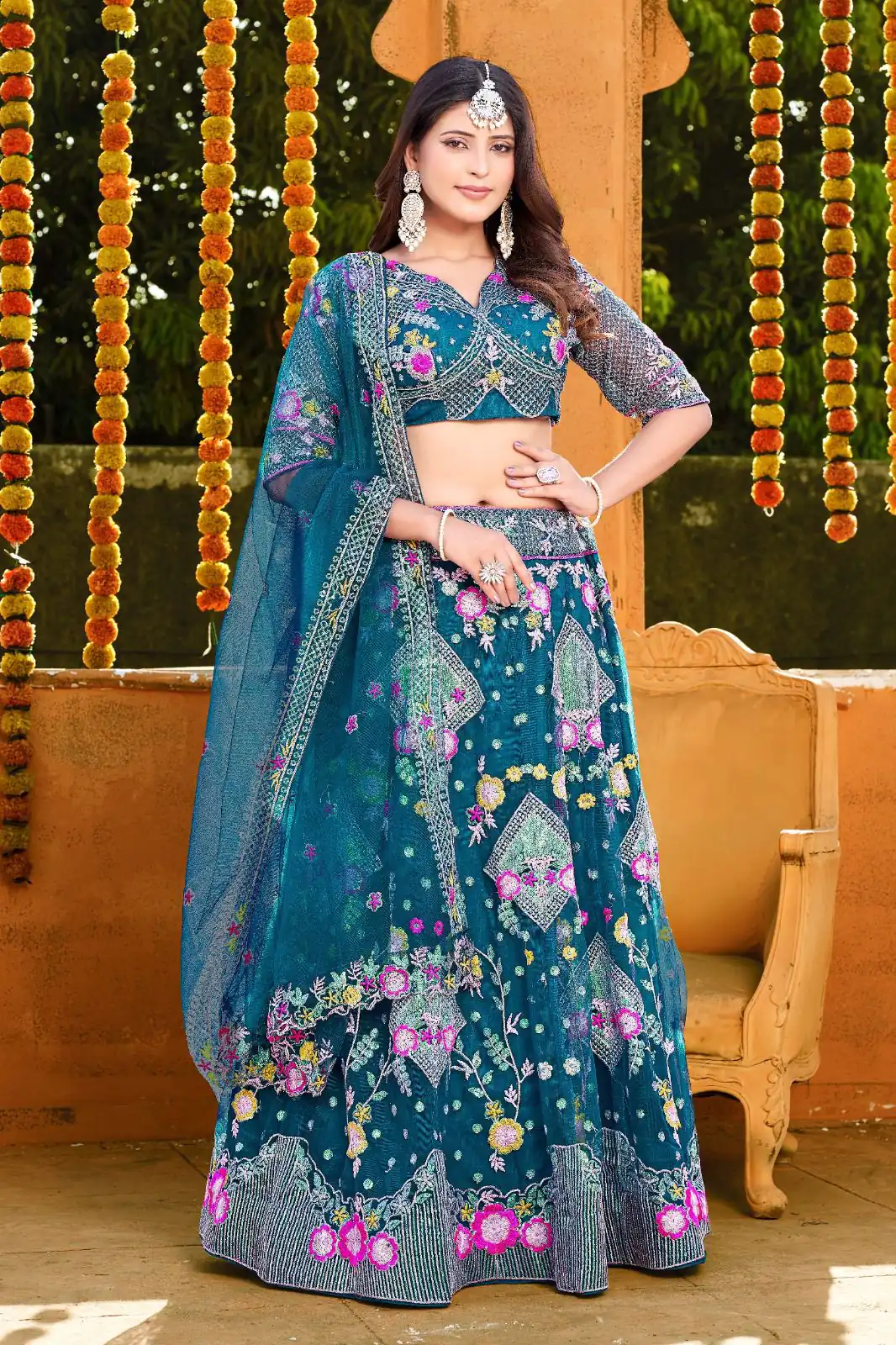 BD 1541 Blue Color Butterfly Net Sequins Embroidered Work Lehenga Choli Casual, Wedding, Festive, Events Expected Delivery 4-6 Working Days @2849 /- | Lehenga, Bollywood Lehenga, Creative Lehenga, Designer Lehenga, Embroidered Lehenga, Party Wear Lehenga