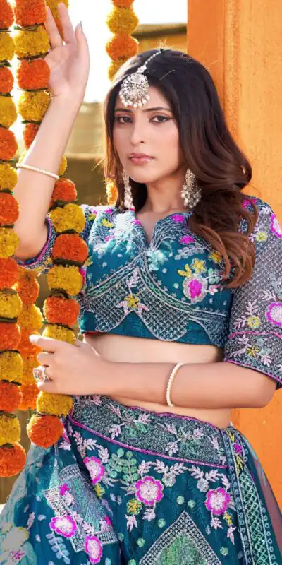 BD 1541 Blue Color Butterfly Net Sequins Embroidered Work Lehenga Choli Casual, Wedding, Festive, Events Expected Delivery 4-6 Working Days @2849 /- | Lehenga, Bollywood Lehenga, Creative Lehenga, Designer Lehenga, Embroidered Lehenga, Party Wear Lehenga