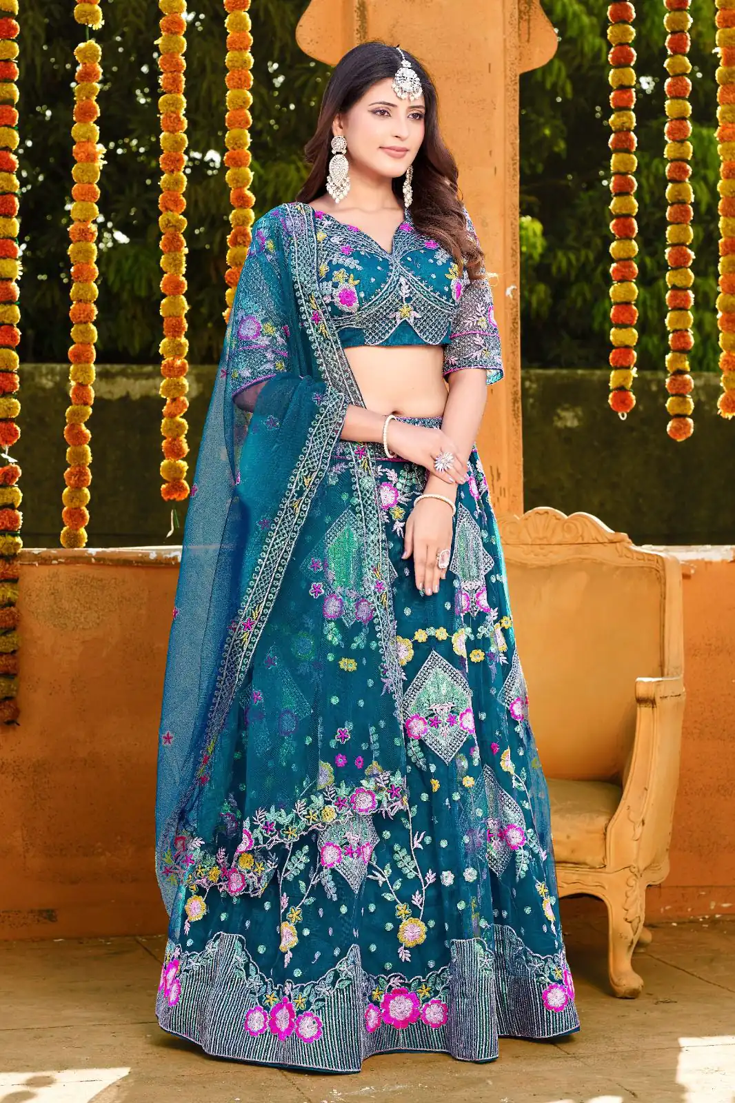 BD 1541 Blue Color Butterfly Net Sequins Embroidered Work Lehenga Choli Casual, Wedding, Festive, Events Expected Delivery 4-6 Working Days @2849 /- | Lehenga, Bollywood Lehenga, Creative Lehenga, Designer Lehenga, Embroidered Lehenga, Party Wear Lehenga