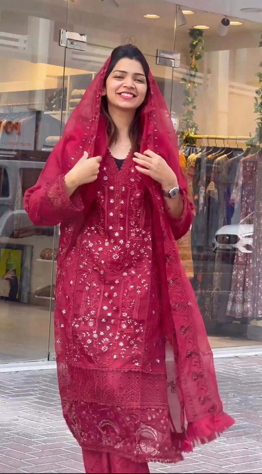 ST 151 Red Color Foix Organza Embroidery Sequences Work Salwar Suit Casual, Wedding, Party, Festive, Events Etc. Expected Delivery 4-6 Working Days @2050/- | Jump Suits, Salwar suit, Designer Suits, Casual Suits, Creative suits, Palazzo Suits, Party Wear Suits, Patiala Suits, Straight Suits