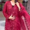 Pure Red Color Organza Embroidery Sequences Work Salwar Suit