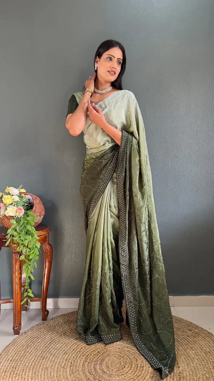 JM Strawberry Green Color Pure Chinon Chiffon Sirvoski Dimond Saree Casual, Wedding, Festive, Events . Expected Delivery  4-6 Working Days @1549/- | Sarees, Bollywood Sarees, Creative Sarees, Designer Sarees, Embroidered Sarees, Ethnic Saree, Modern Digital sarees, Party Wear Sarees