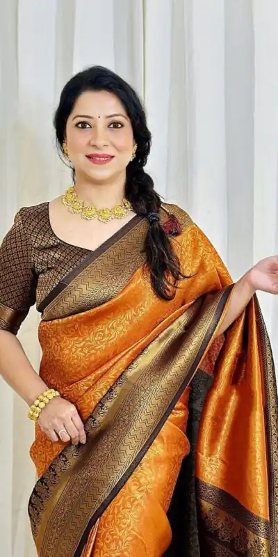 DDF 116 Orange Color Soft Lichi Silk Ordinary Design Rich Pallu Saree Casual, Party Wear, Events, Festivals Etc. Expected Delivery 4-6 Working Days 1499/ | Sarees, Bollywood Sarees, Creative Sarees, Designer Sarees, Embroidered Sarees, Ethnic Saree, Modern Digital sarees, Party Wear Sarees