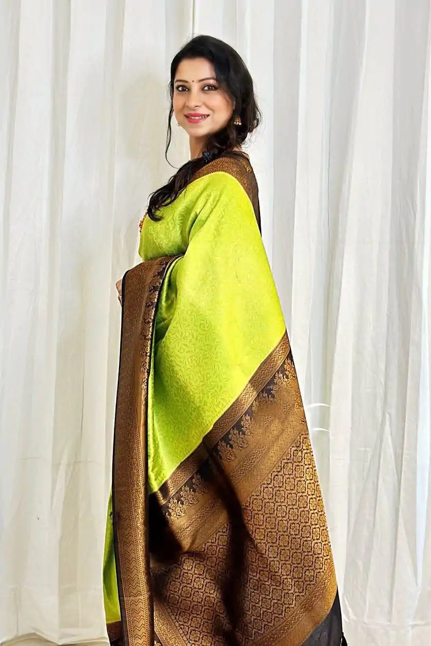 DDF 116 Parrot Green Color Soft Lichi Silk Ordinary Design Rich Pallu Saree Casual, Party Wear, , Festivals Etc. Expected Delivery 4-6 Working Days 1499 | Sarees, Bollywood Sarees, Creative Sarees, Designer Sarees, Embroidered Sarees, Ethnic Saree, Modern Digital sarees, Party Wear Sarees