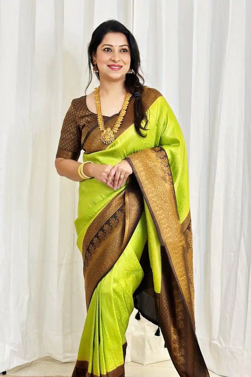 DDF 116 Parrot Green Color Soft Lichi Silk Ordinary Design Rich Pallu Saree Casual, Party Wear, , Festivals Etc. Expected Delivery 4-6 Working Days 1499 | Sarees, Bollywood Sarees, Creative Sarees, Designer Sarees, Embroidered Sarees, Ethnic Saree, Modern Digital sarees, Party Wear Sarees