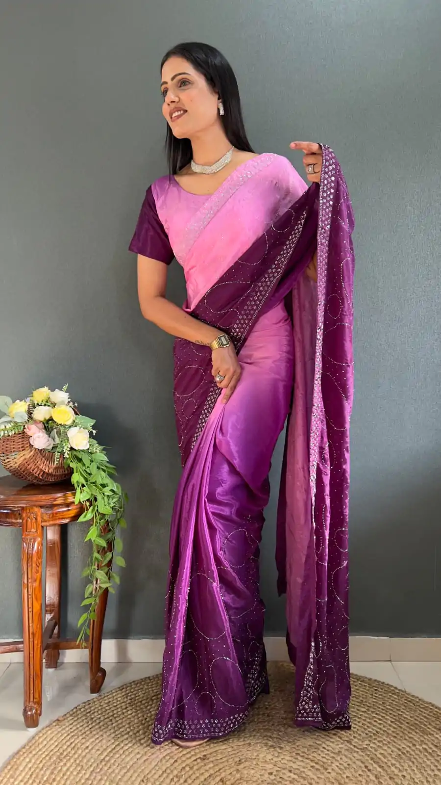 JM Strawberry Purple Color Pure Chinon Chiffon Sirvoski Dimond Saree Casual, Wedding, Festive, Events . Expected Delivery  4-6 Working Days @1549/- | Sarees, Bollywood Sarees, Creative Sarees, Designer Sarees, Embroidered Sarees, Ethnic Saree, Modern Digital sarees, Party Wear Sarees