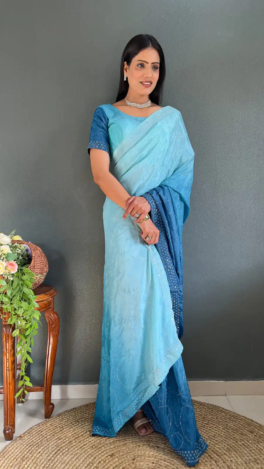 JM Strawberry Royal Blue Color Pure Chinon Chiffon Sirvoski Dimond Saree Casual, Wedding, Festive, Events . Expected Delivery  4-6 Working Days @1549/- | Sarees, Bollywood Sarees, Creative Sarees, Designer Sarees, Embroidered Sarees, Ethnic Saree, Modern Digital sarees, Party Wear Sarees