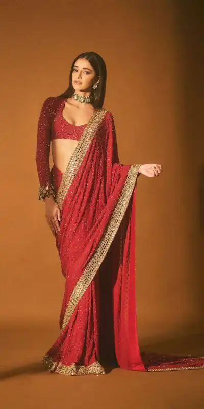 KD 427 Red Saree : Faux Georgette With Sequence Work Saree Casual, Party, Wedding, Festive, Events Etc.  Expected Delivery 4-6 Working Days @2249/- | Sarees, Bollywood Sarees, Creative Sarees, Designer Sarees, Embroidered Sarees, Modern Digital sarees, Party Wear Sarees